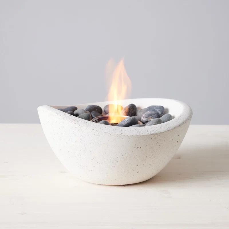TerraFlame TerraFlame Wave Concrete Table Top Gel Fuel Fire Bowl - Indoor and Outdoor Use