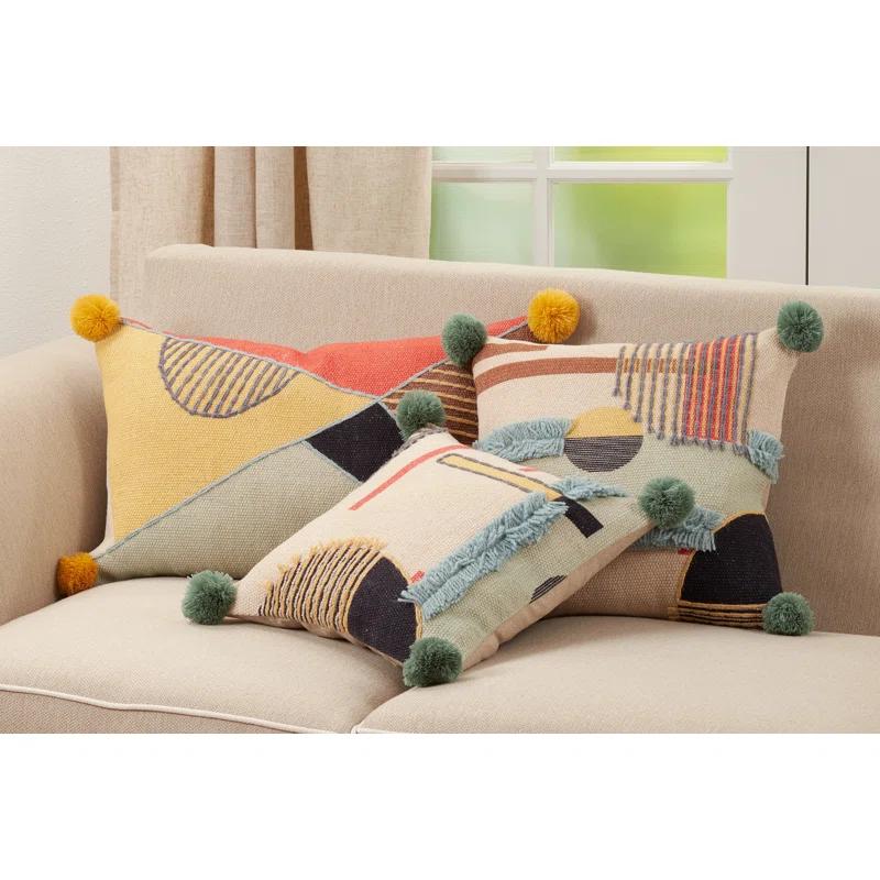 Saro Delphine Collection Embroidered Cotton Throw Pillow