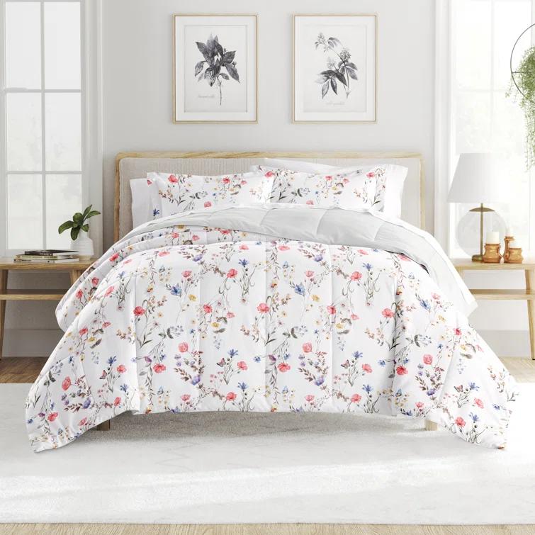Becky Cameron Down-Alternative Comforter Set in Meadow Floral Stripe