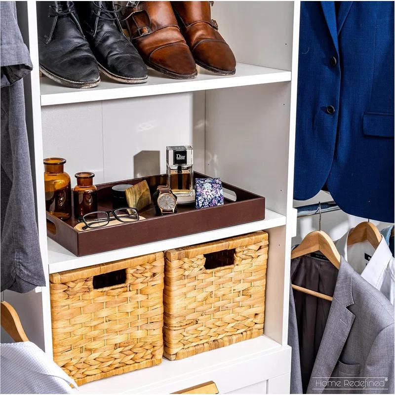 Latitude Run® 18"X12"Glossy Shagreen Faux Leather Decorative Tray Ottoman Coffee Table Perfume Living Room Kitchen Serving Tray With Silver Metal Handles By Home Redefined