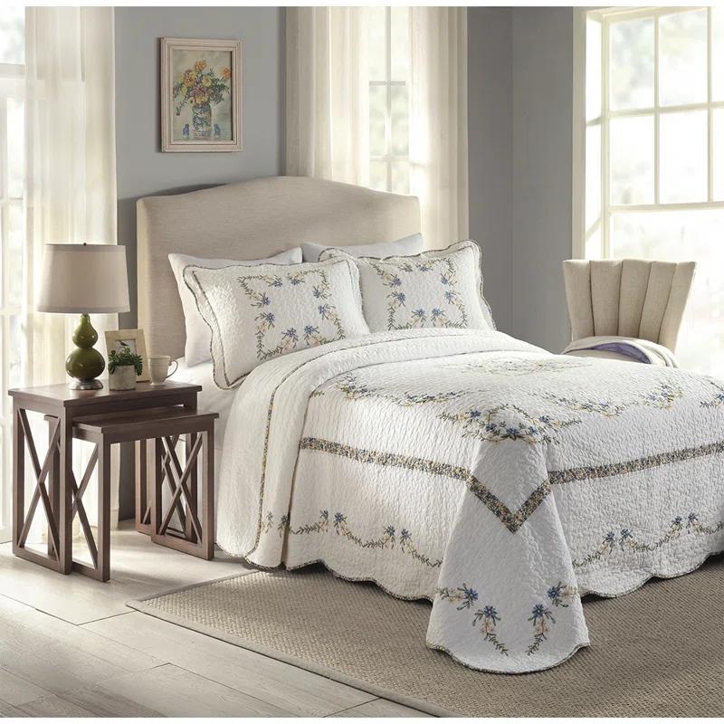 Modern Heirloom Heather Floral Embroidered Single Bedspread & Reviews | Wayfair
