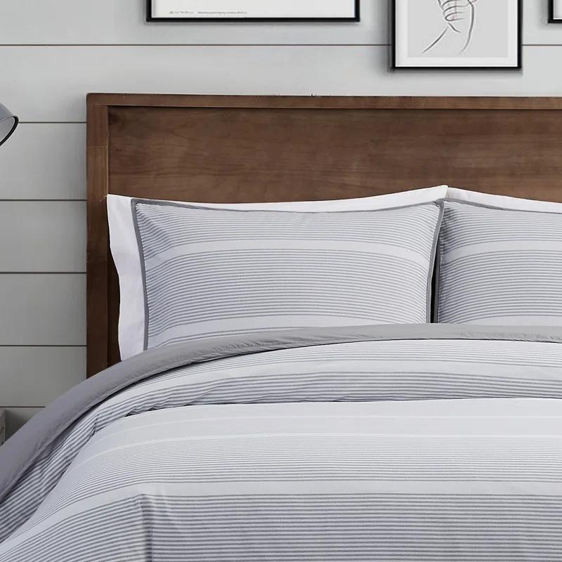 Brooklyn Loom Niari Yarn Dye Stripe Cotton Box Stitch Striped Comforter Set