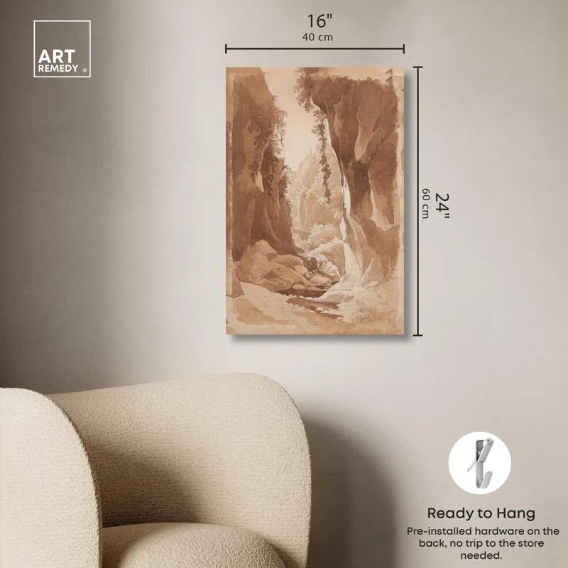 Art Remedy Cliffs Overhanging a River Canvas Vintage Landscape Art by Art Remedy