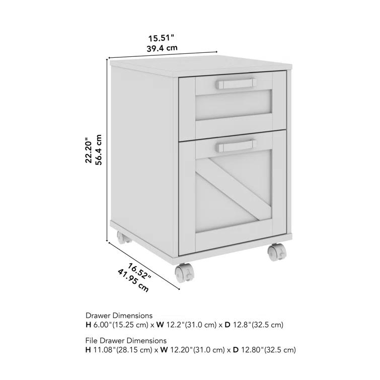 Inbox Zero Osvald 16"W 2 -Drawer Mobile Vertical Filing Cabinet
