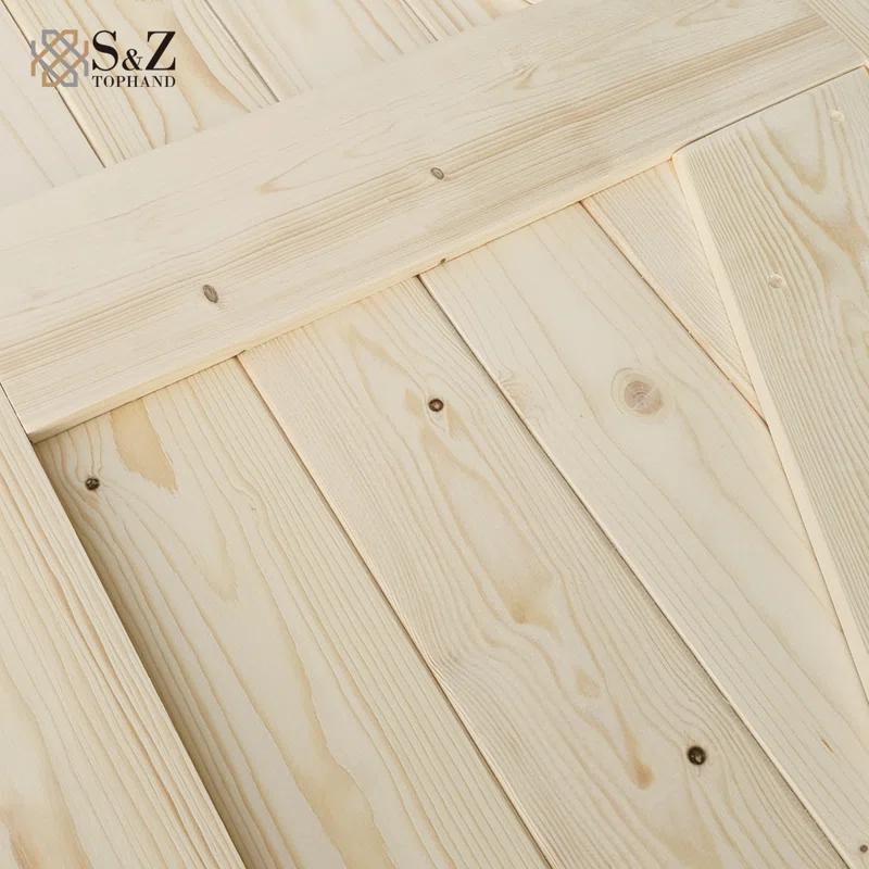 S&Z TOPHAND S&Z TOPHAND Unfinished British Brace Knotty Barn Door with Sliding Door Hardware Kit/Solid Wood/Sliding Door/Double Surfaces/A Simple Assembly is Required