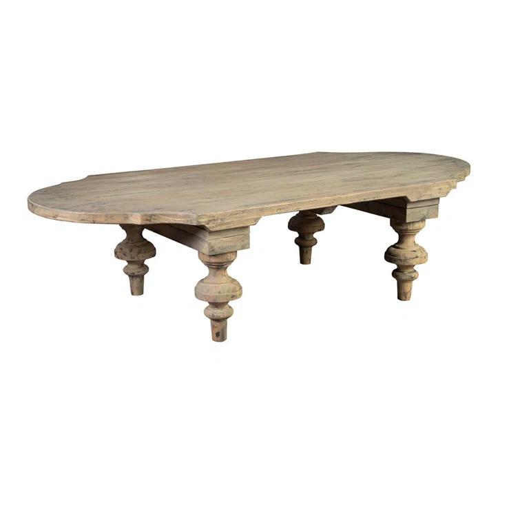 Martin Distressed Oak Oval Coffee Table with Turned Legs