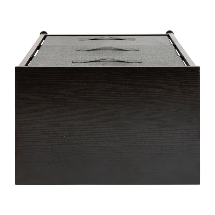 Ebern Designs Colne 3 Drawer Vertical Storage Dresser with Wood Top & Fabric Pull Drawers