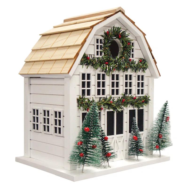 Home Bazaar Holiday Offerings Holly Cottage 9.75 H x 8.25 W x 6.25 D Birdhouse