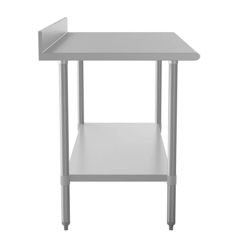 Flash Furniture Commercial Stainless Steel Kitchen Prep and Work Table with Shelf and Backsplash