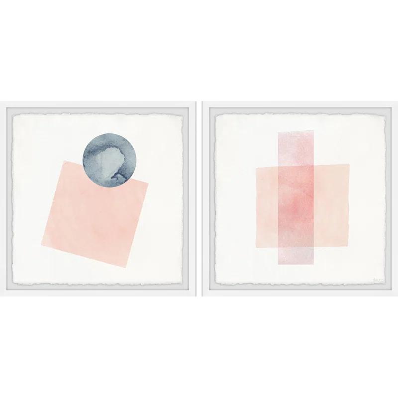 Parvez Taj " Peaches And Shapes " by Parvez Taj 2 - Pieces Painting Print