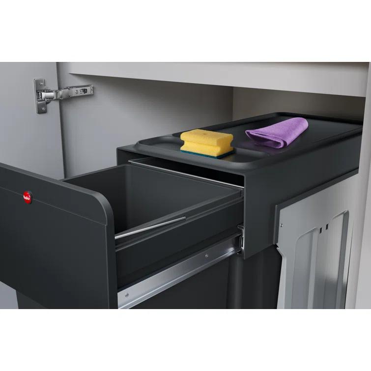 Hailo USA Inc. Plastic Manual Lift Multi-Compartments Trash & Recycling Bin