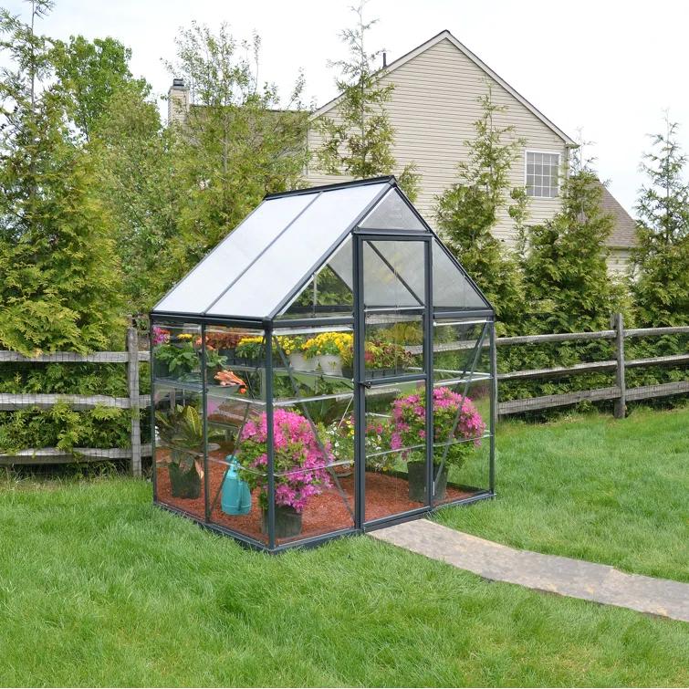 Canopia Palram - Canopia Hybrid 6' W x 4' D Walk-In Hobby Polycarbonate Aluminum Frame Greenhouse Kit with Roof Vent - Green