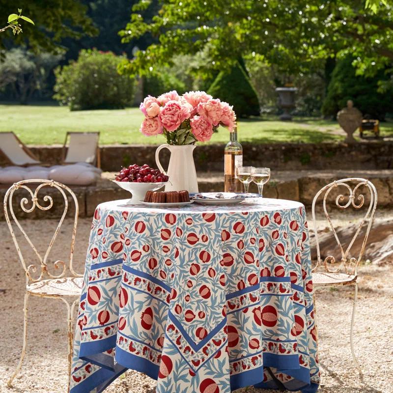 Square Floral Cotton Tablecloth