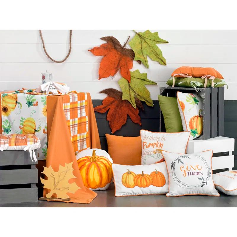 Lux Comfort Fall Throw Pillow Cover Pumpkins 12" x 20" Lumbar (Set of 2)