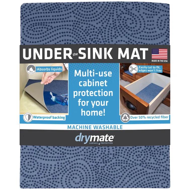 Drymate Under Sink Mat, Protective Cabinet Liner For Kitchen & Bathroom - Absorbent, Waterproof, Machine Washable (24”x29”) (Charcoal) (USA Made)