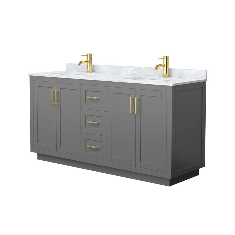 Wyndham Collection Miranda 66" Freestanding Double Bathroom Vanity with Marble Top
