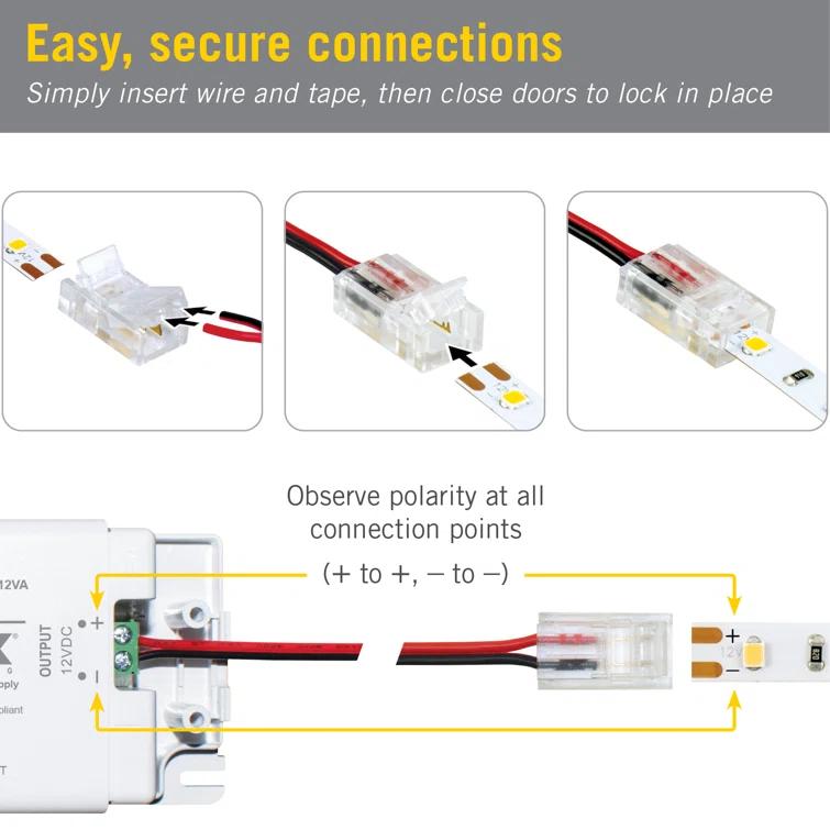 Armacost Lighting 2 Pin LED Strip Light Wire to Tape Connectors, 6 Pack 566020