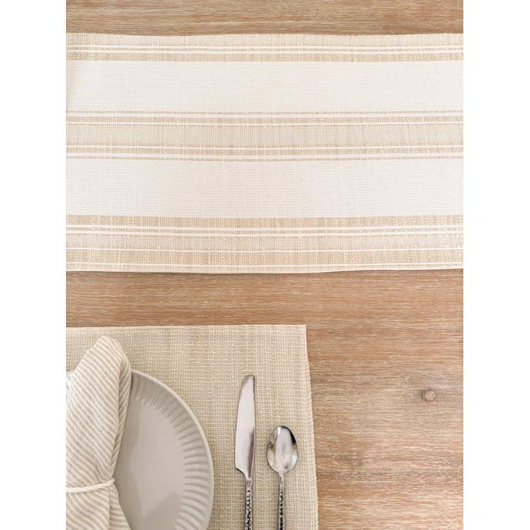 Anaya Beach Club Stripe Indigo Indoor Outdoor Table Runner