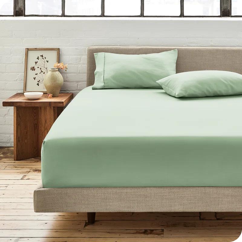 Bare Home 260 Thread Count Organic Cotton Percale Fitted Sheet