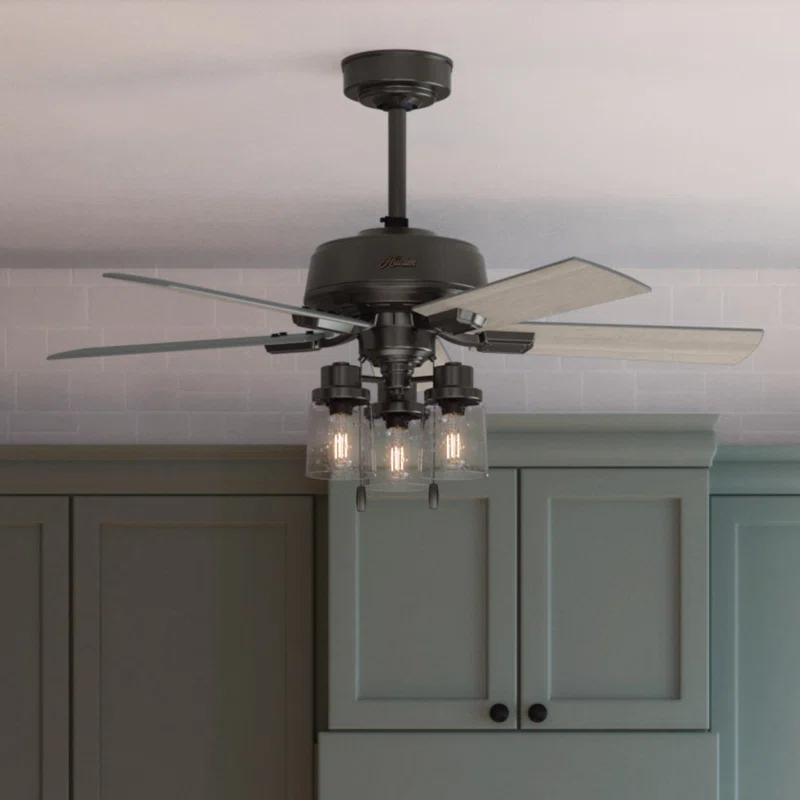 Hunter Fan 44" Hartland 5 - Blade Modern Farmhouse Indoor Ceiling Fan with Lights and Pull Chains & Reviews | Wayfair