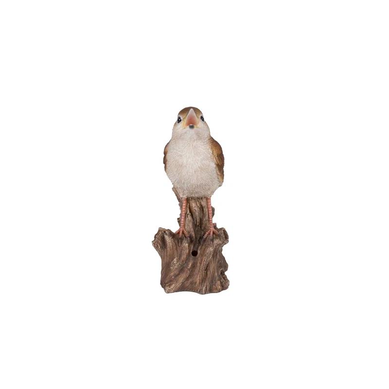 Hi-Line Gift Ltd. Motion Activated Singing Nightingale Standing on Stump