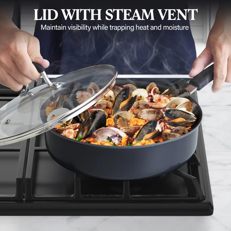 Cook N Home Professional Hard Anodized Pots and Pans Set Nonstick, Kitchen Cookware Set, Black