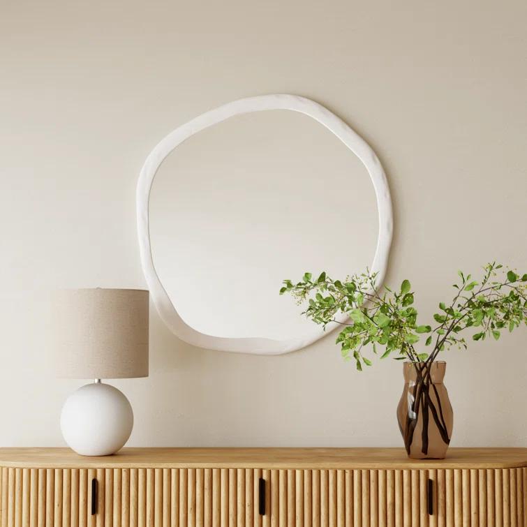 Rogelio Round Mirror - Small / White