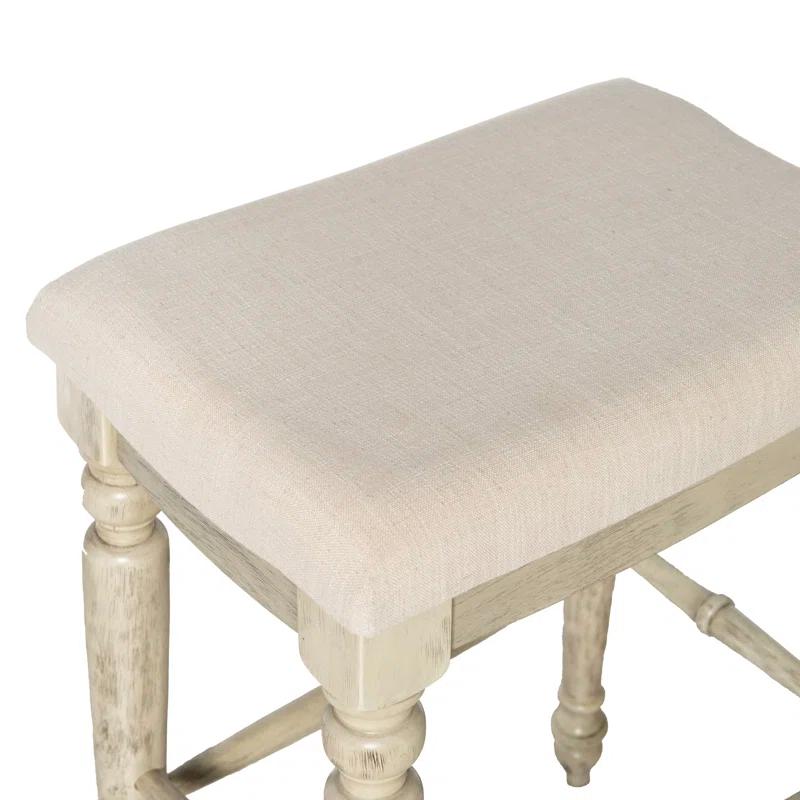 Elegant Marino 25" White Washed Wood Backless Counter Stool