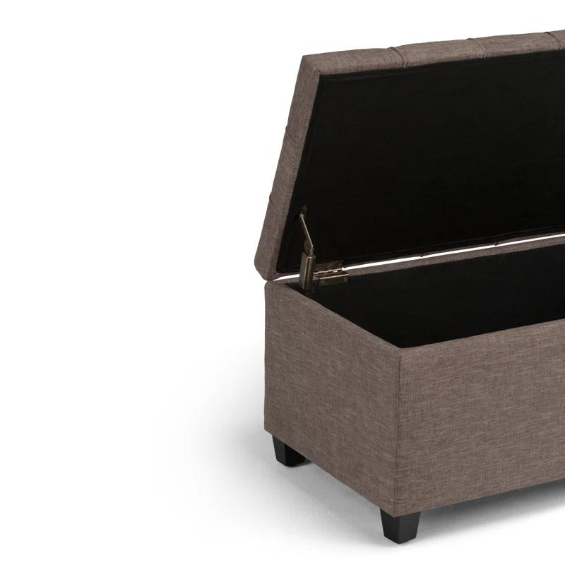 Simpli Home Sienna 33"W Upholstered Storage Ottoman Bench with Lift-Up Tufted Top