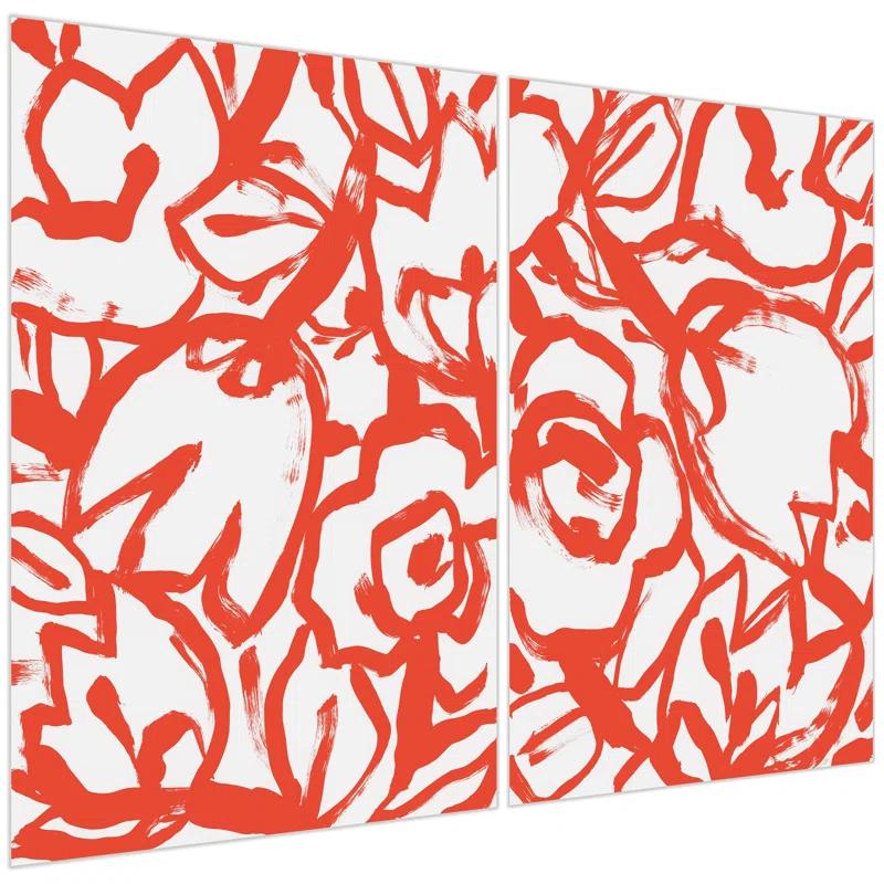 Empire Art Direct " Scarlet Blooms I & II " 2 - Pieces