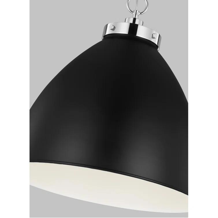 Wellfleet Midnight Black and Polished Nickel 15.63" Dome Pendant