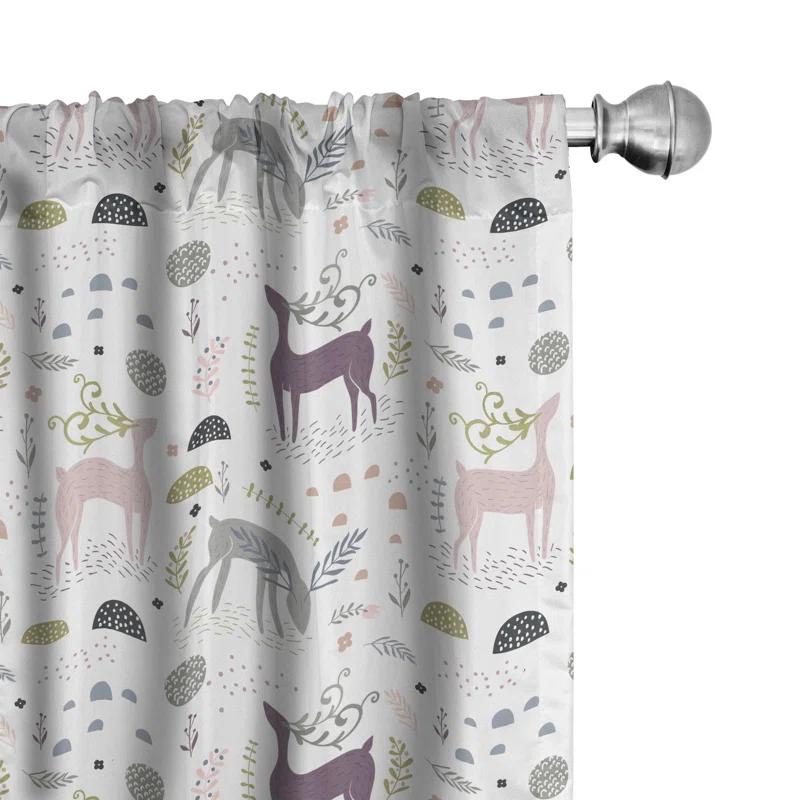 Ambesonne Forest Semi-Sheer Rod Pocket Curtain Panels (Set of 2)