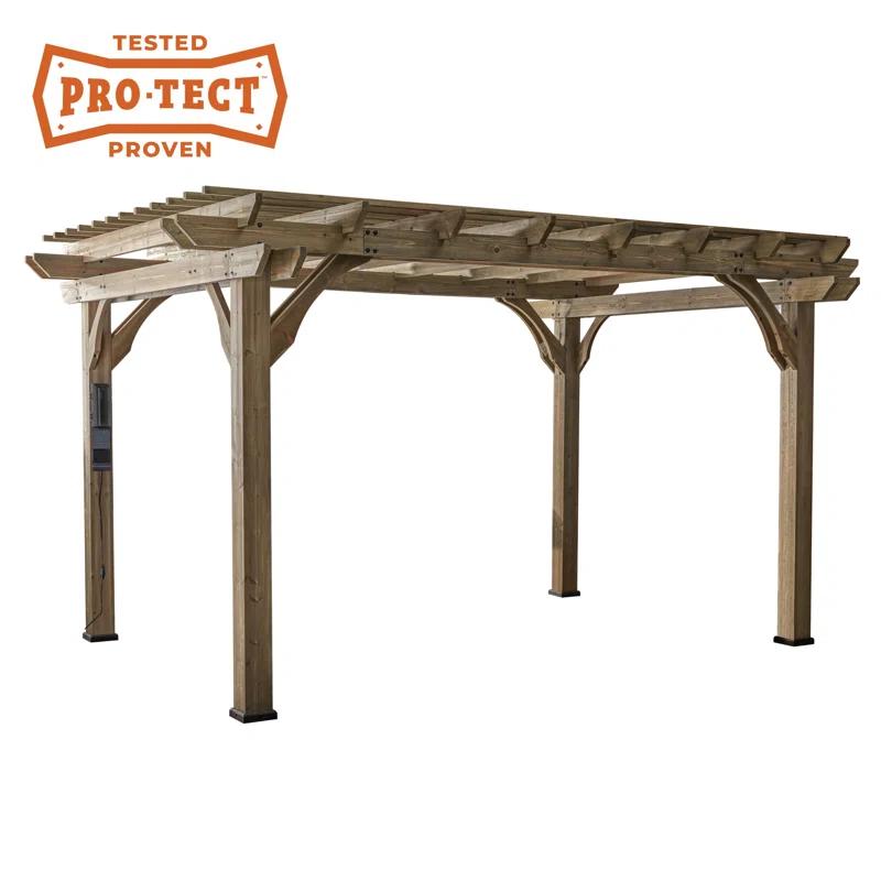 Backyard Discovery Backyard Discovery Somerville 14' x 10' Cedar Wood Outdoor Patio Pergola Kit with Trellis Roof and PowerPort