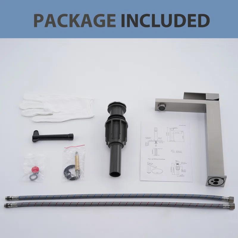 High Arc Single Handle Single Hole Bathroom Faucet With Drain Kit