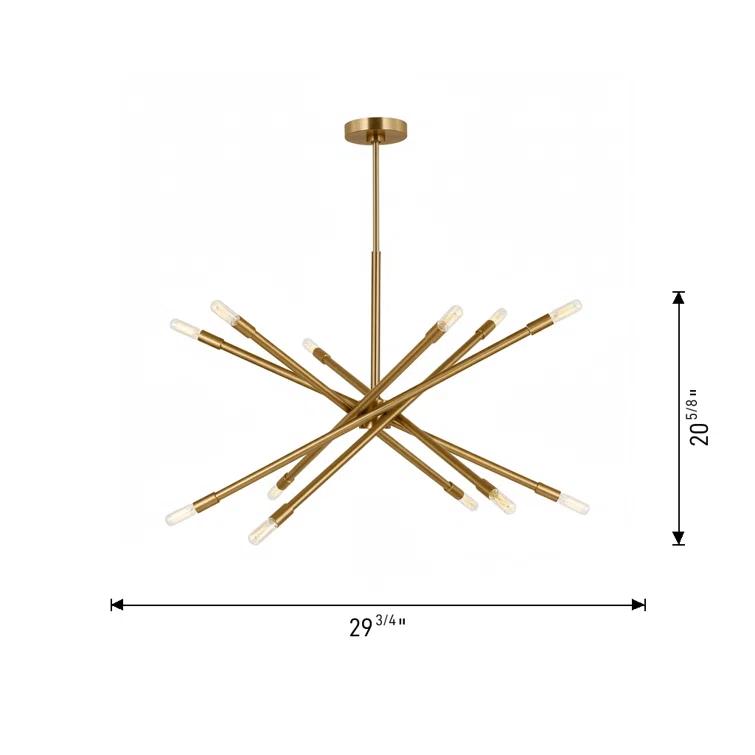 Mercer41 12 - Light Dimmable Sputnik Modern Linear Chandelier