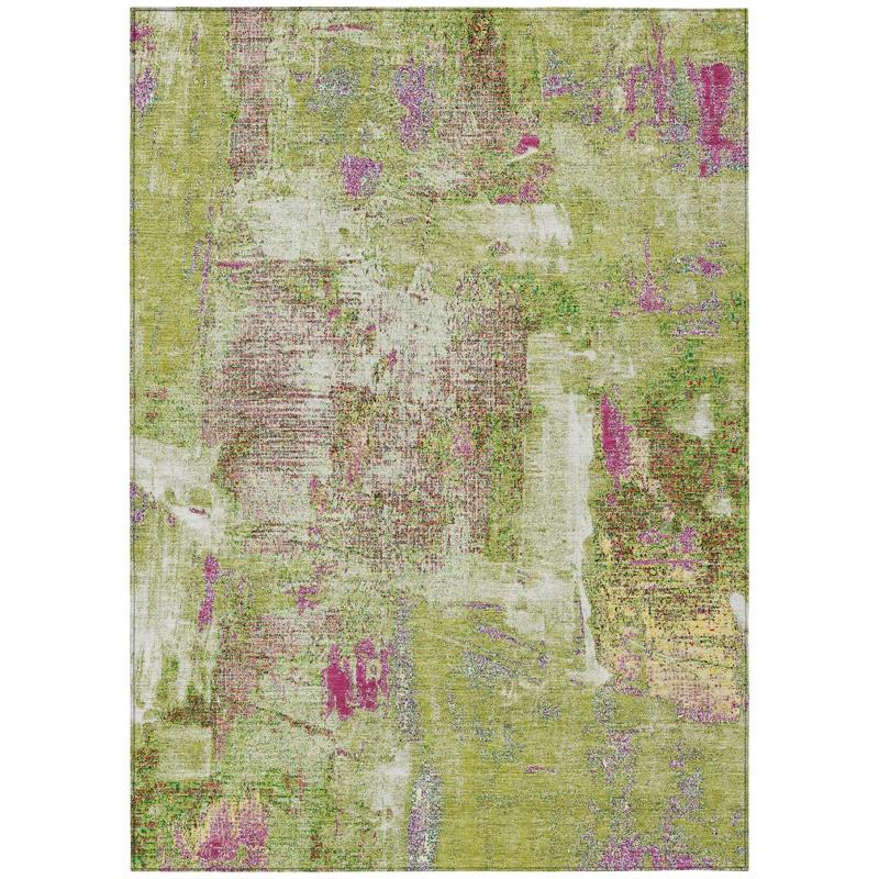 Machine Washable Indoor/Outdoor Chayden ACN989 Lime Rug