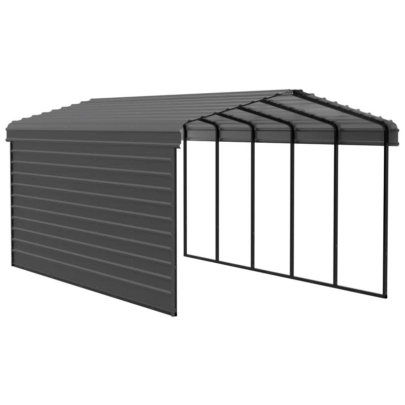 Arrow 24 x 12 ft Eggshell Carport with 1-sided Enclosure