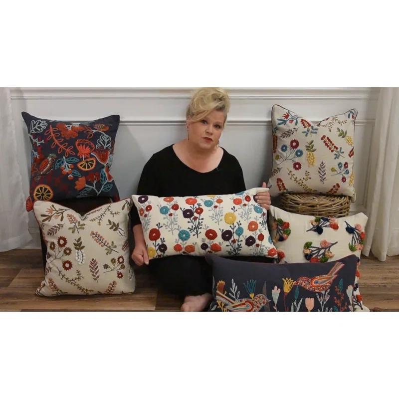 Rizzy Home Embroidered Cotton Throw Pillow