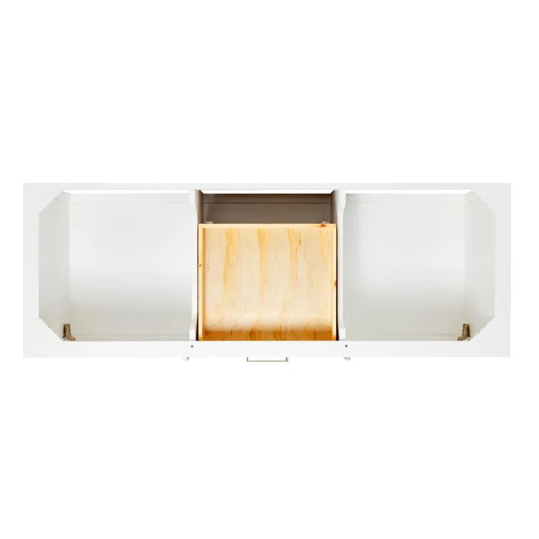 Bayhill 60 in. W x 22 in. D x 35.25 in. H Double Freestanding Bath Vanity in White with Carrara White Marble Top