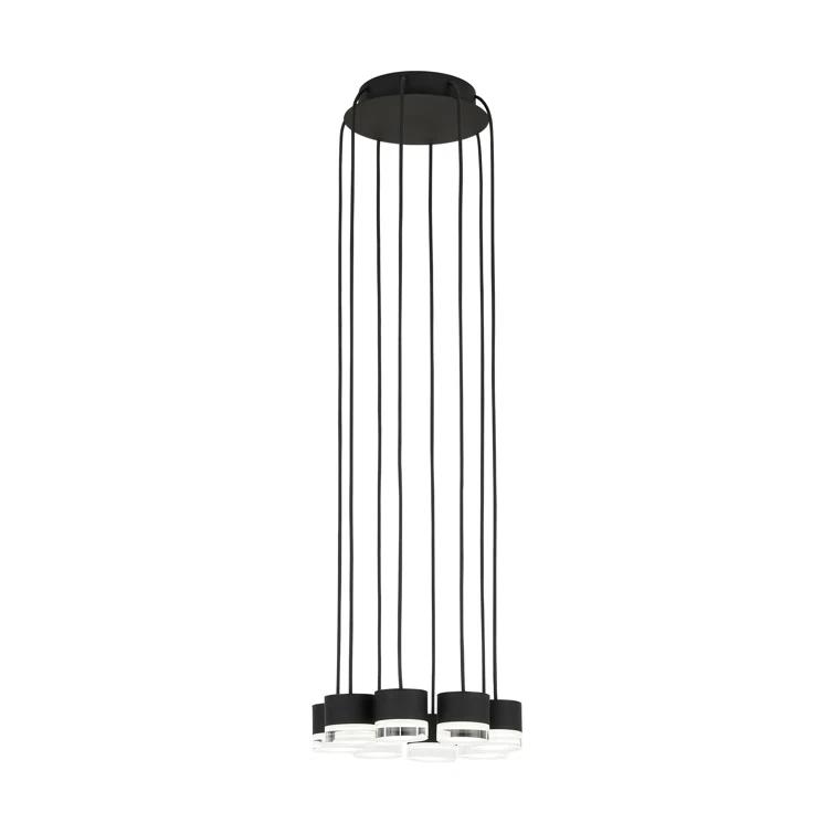 Nightshade Black and Crystal 8-Light LED Pendant Chandelier