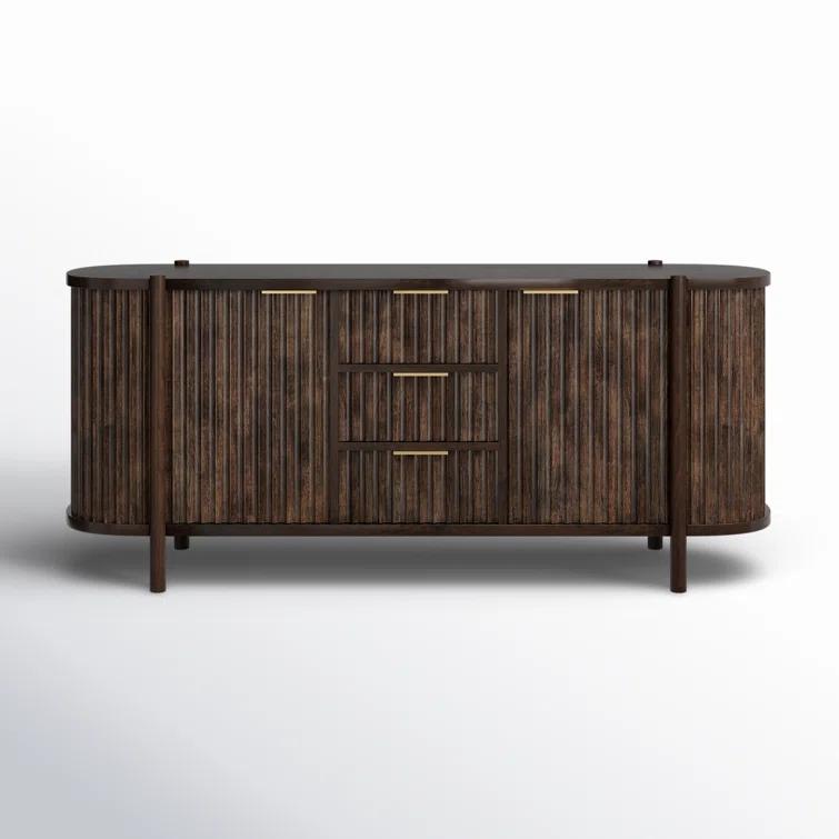 Redford 73" Dark Brown Mango Wood Mid-Century Modern Buffet Sideboard