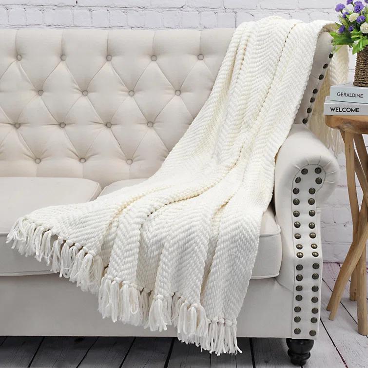 Home Soft Things Tweed Knitted Throw Blanket