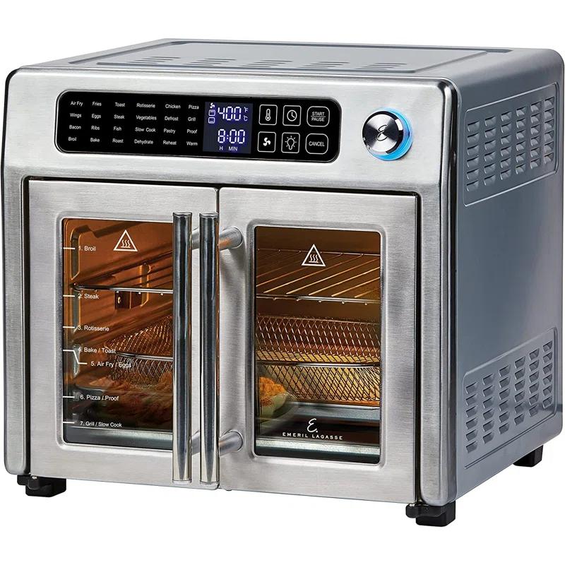 Emeril Lagasse Extra Large French Door Air Fryer Toaster Oven Combo, 25 Cooking Functions and Digital Controls, 7 Accessories Included, Stainless Steel Finish, 26QT Capacity & Reviews | Wayfair