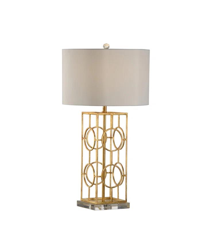 Elegant Dorset Gold Leaf 1-Light Table Lamp with Silkette Shade