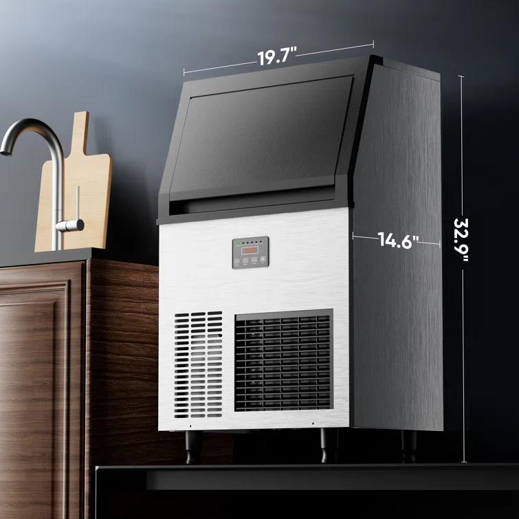 Coolake Coolake Commercial Ice Maker Machine 200lbs/24h, Air Cooled Under Counter Ice Maker With 50lbs Ice Storage, Stainless Steel Self Cleaning Freestanding Ice Maker For Home Bar Restaurant Kitchen