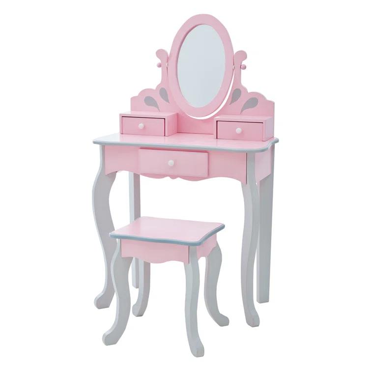 Teamson Kids Teamson Kids Wooden Princess Rapunzel 2-pc. Vanity Set, Gray/Pink