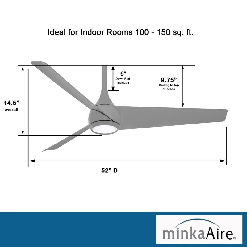 Minka Aire 52'' 3 - Blade LED Smart Standard Ceiling Fan with Remote Control and Light Kit Included