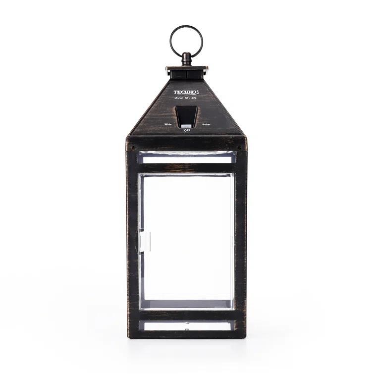 Techko 12.88 Outdoor Vintage Solar LED Lantern with Auto Dawn-to-Dusk Sensor