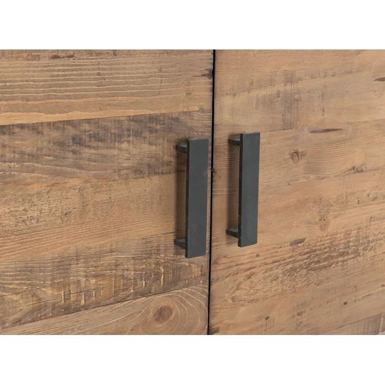Martine Reclaimed Pine and Iron 79" Media Console with Cabinet
