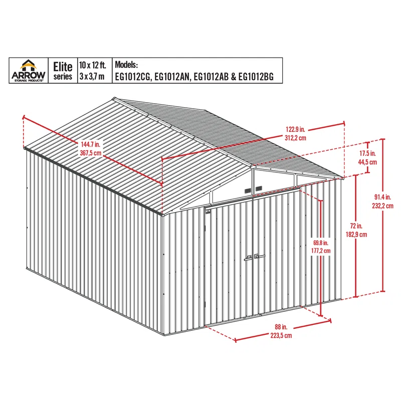 Arrow Arrow Elite 10 ft. W x 12 ft. D Galvanized Steel Storage Shed